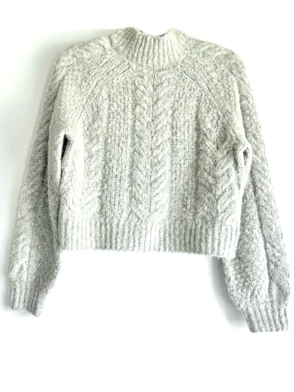 Aritzia Sunday Best Melly Italian Yarn Cropped Sweater Heathered Grey Size Small